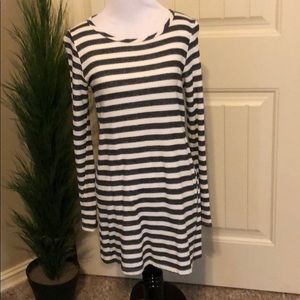 Gray and white stripe sweater size M